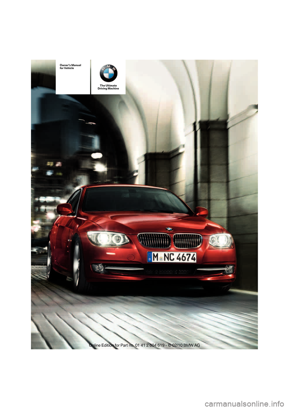 BMW 335I XDRIVE CONVERTIBLE 2011 E94 Owners Manual 