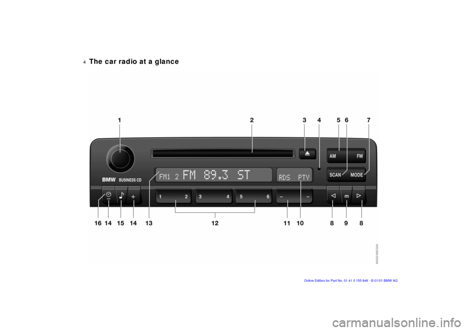 BMW 3 SERIES 2002 E46 Business CD Radio Manual (38 Pages)