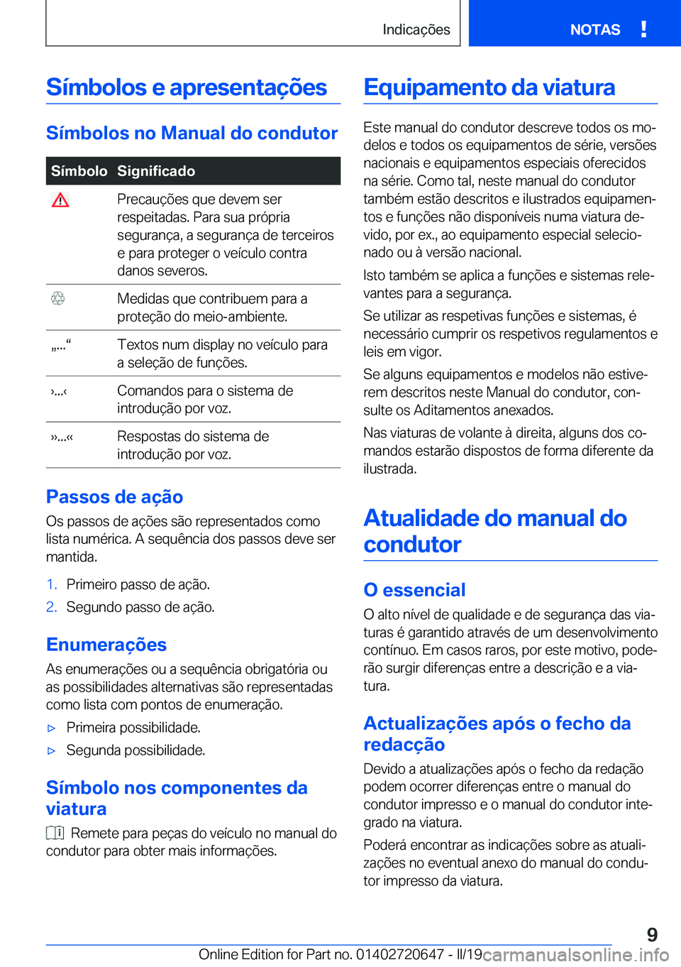 BMW M2 2020  Manual do condutor (in Portuguese) �S�