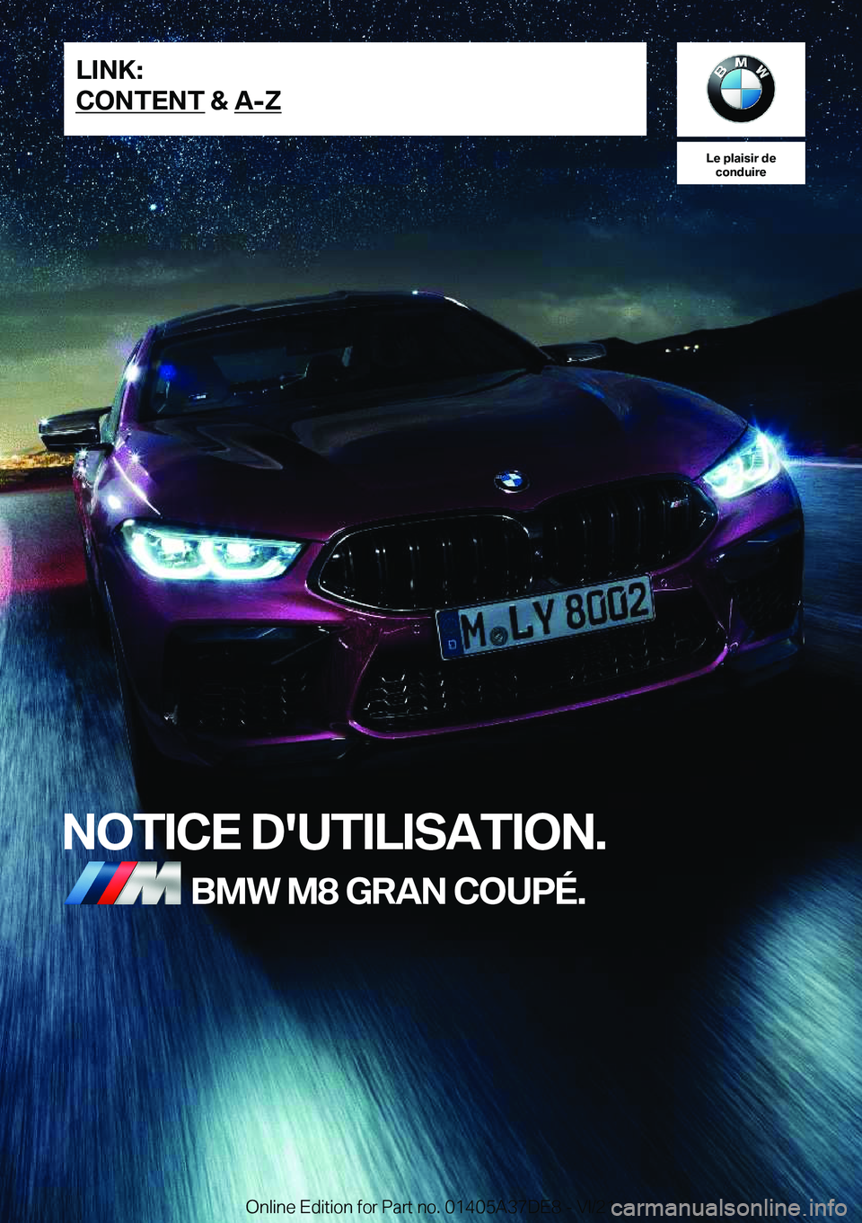 BMW M8 GRAN COUPE 2022  Notices Demploi (in French) 