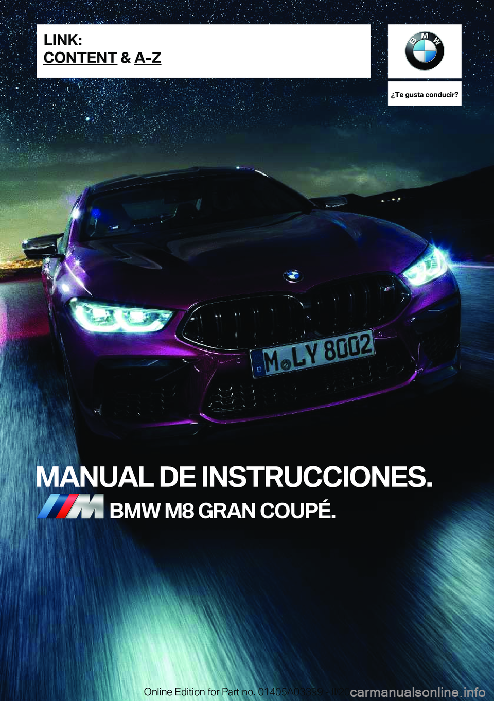 BMW M8 GRAN COUPE 2020  Manuales de Empleo (in Spanish) 