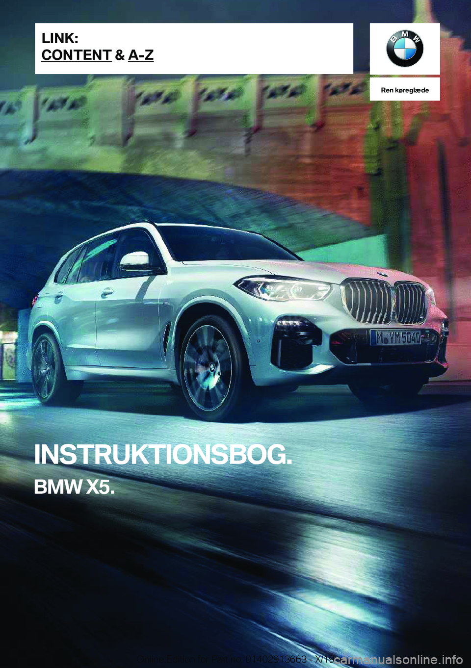 BMW X5 2020  InstruktionsbØger (in Danish) 