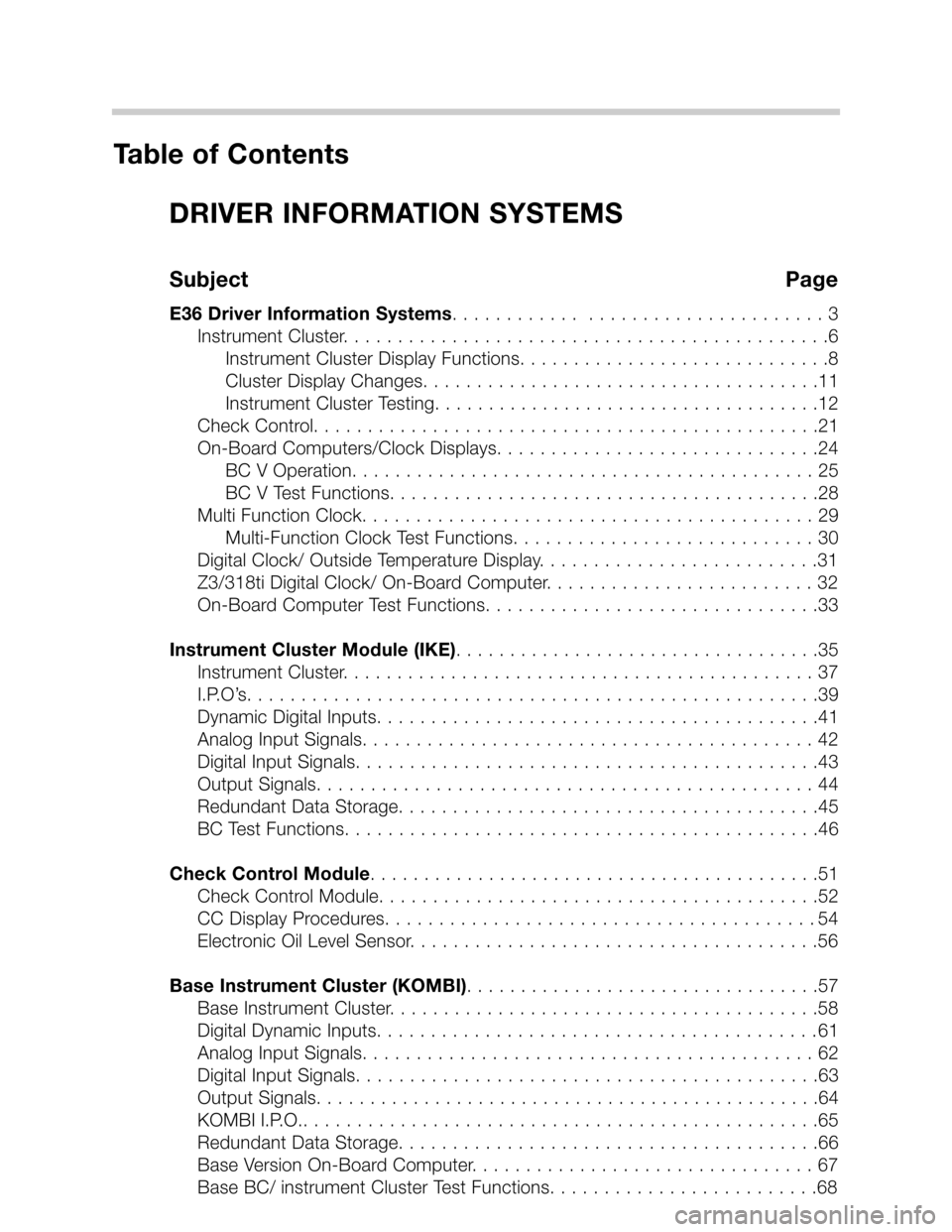 BMW Z3 CONVERTIBLE 1997 E36 Driver Information Systems Manual 