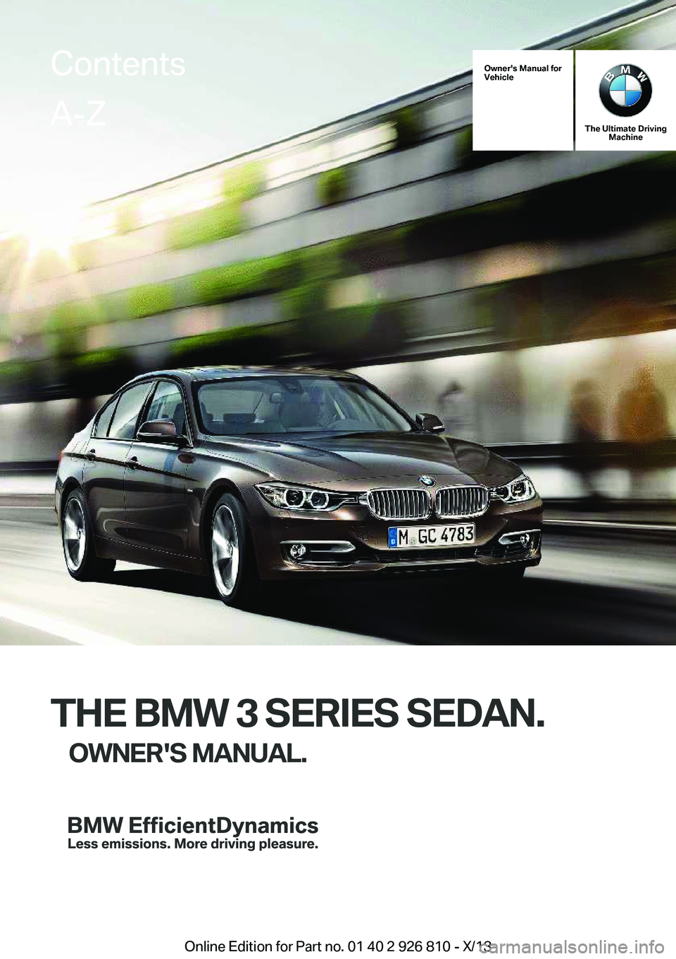BMW 328I SEDAN 2013  Owners Manual 
