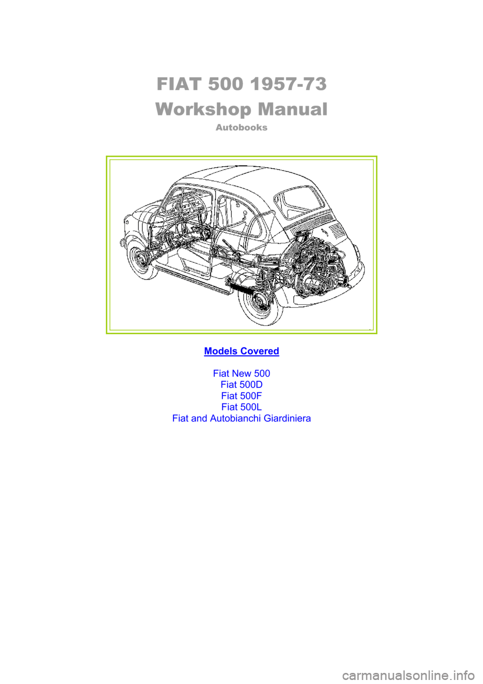 FIAT 500 1968 1.G Workshop Manual 