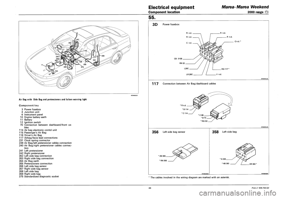 connector airbag FIAT MAREA 2000 1.G Workshop Manual (330 Pages)