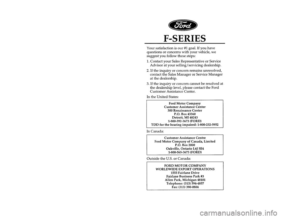 FORD F150 1996 10.G Owners Manual 