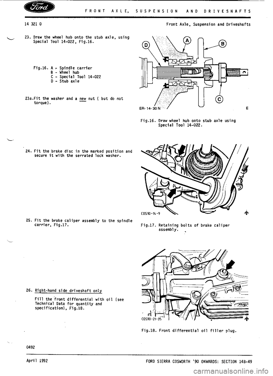 FORD SIERRA RS COSWORTH 1988 1.G Workshop Manual 