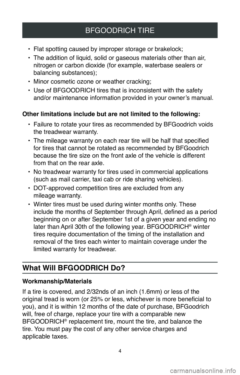 TOYOTA C-HR 2020  Warranties & Maintenance Guides (in English) 4
BFGOODRICH TIRE
