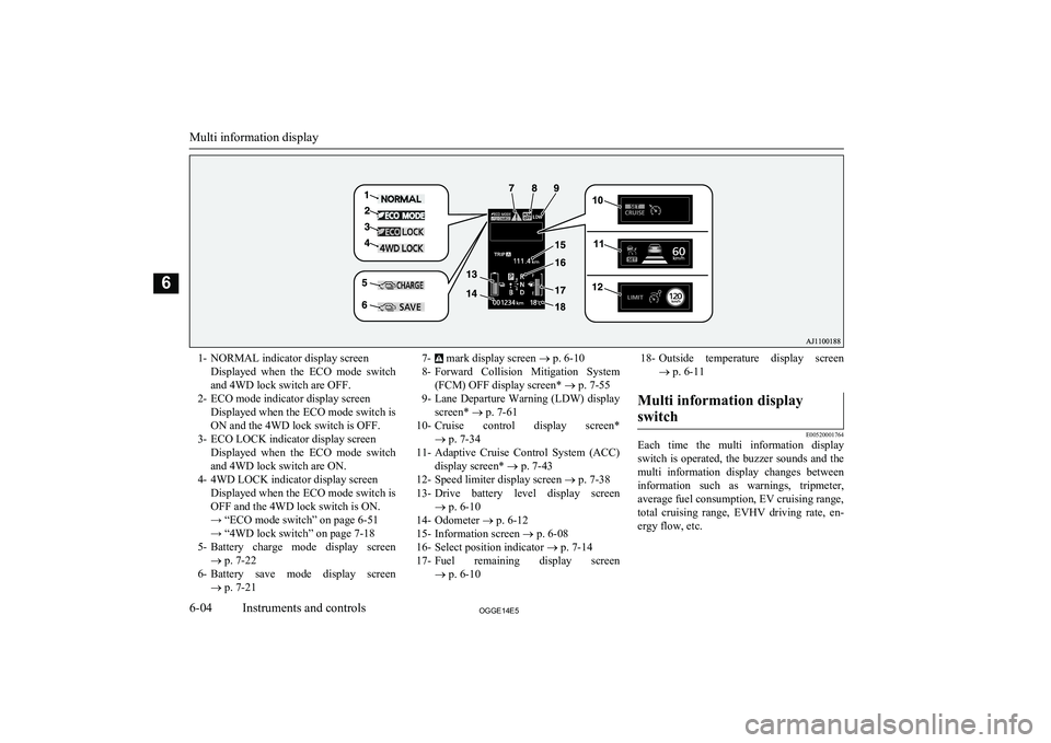 MITSUBISHI OUTLANDER PHEV 2014  Owners Manual (in English) 1- NORMAL indicator display screenDisplayed  when  the  ECO  mode  switchand 4WD lock switch are OFF.
2- ECO mode indicator display screen Displayed when the ECO mode switch isON and the 4WD lock swit