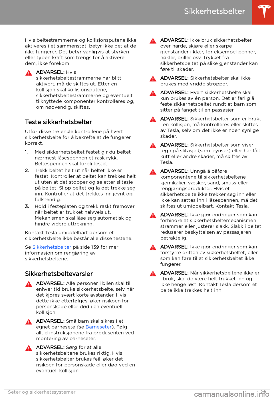 TESLA MODEL 3 2019 Brukerhåndbok (in Norwegian) (178 Pages)