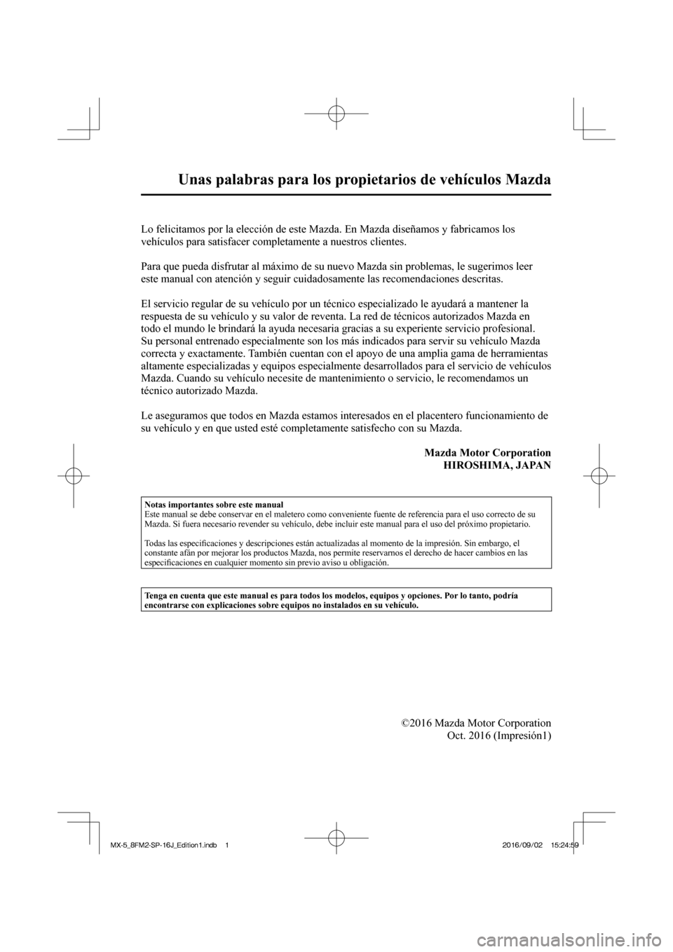 MAZDA MODEL MX-5 2018  Manual del propietario (in Spanish) 