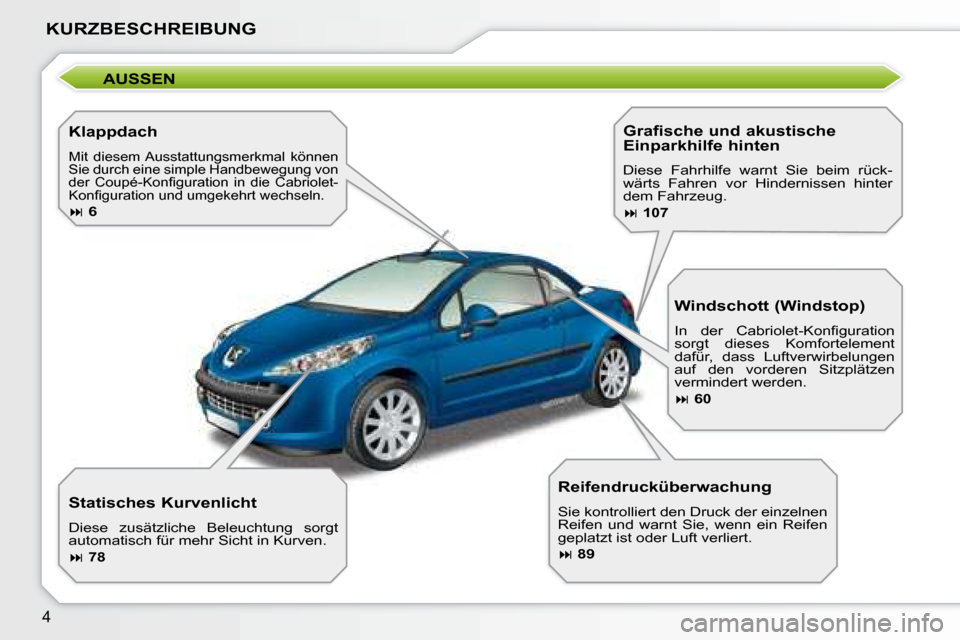 Peugeot 207 CC 2007.5 Betriebsanleitung (in German) (204 Pages)