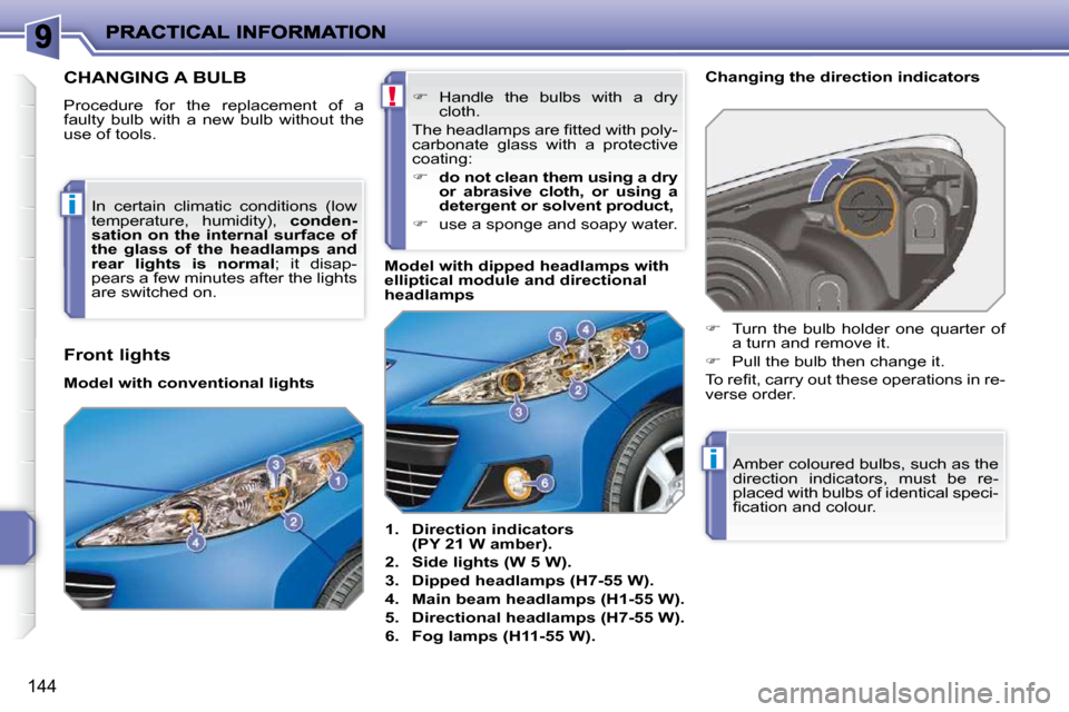 bulb Peugeot 207 Dag 2009 Owner's Manual (267 Pages)