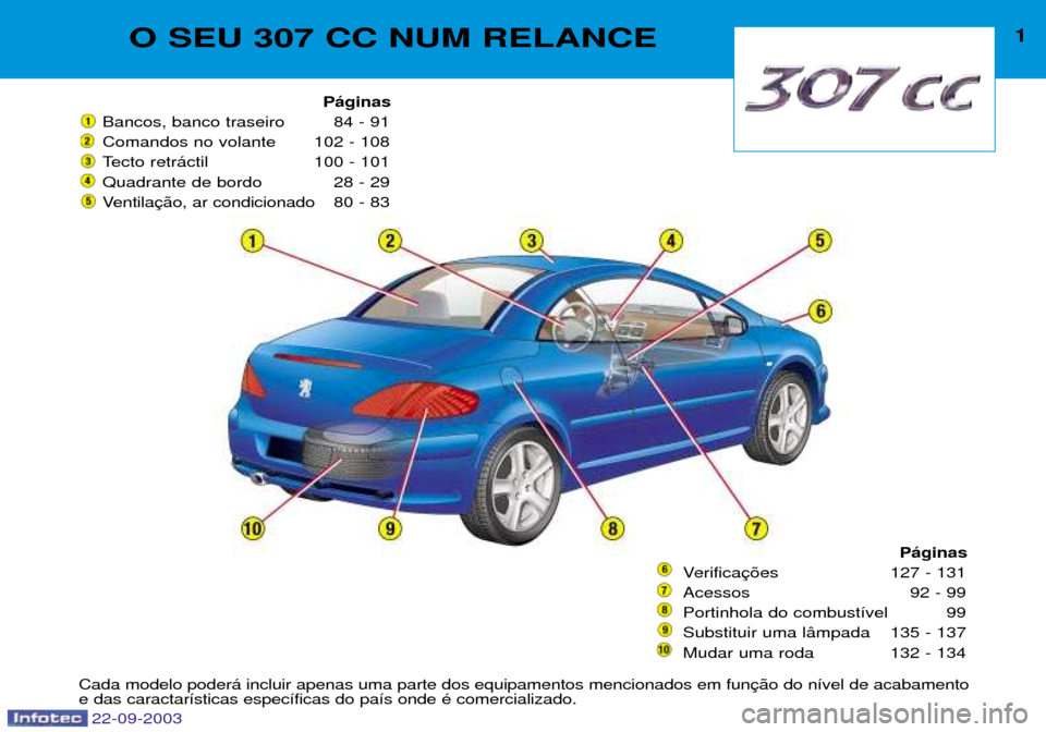 Peugeot 307 CC 2003  Manual do proprietário (in Portuguese) 