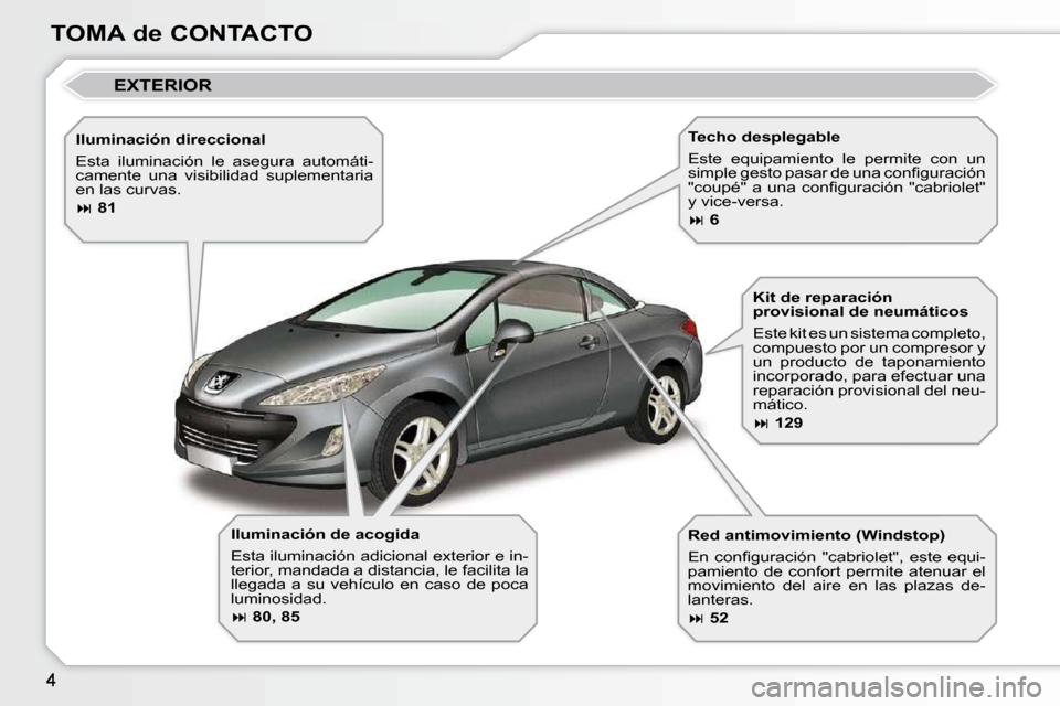 Peugeot 308 CC 2009  Manual del propietario (in Spanish) 
