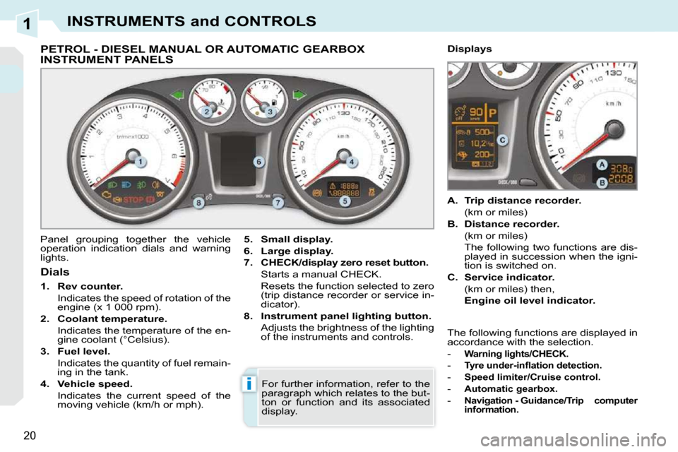 warning Peugeot 308 CC Dag 2009 Owner's Manual (294 Pages)