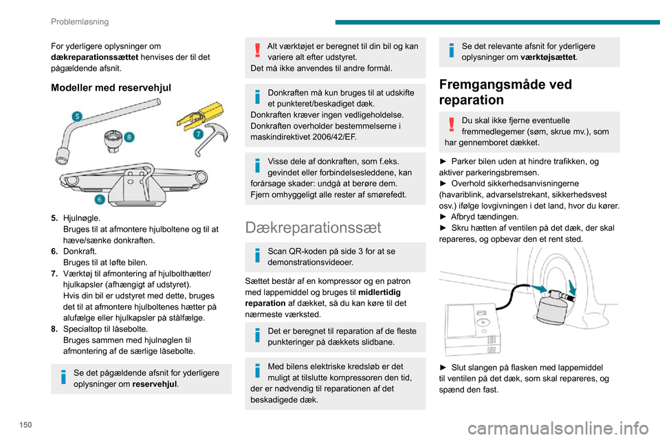 Peugeot Partner 2020 Instruktionsbog (in Danish) (260 Pages), Page 160: 149  Problemløsning 8Tom brændstoftank (dies ...