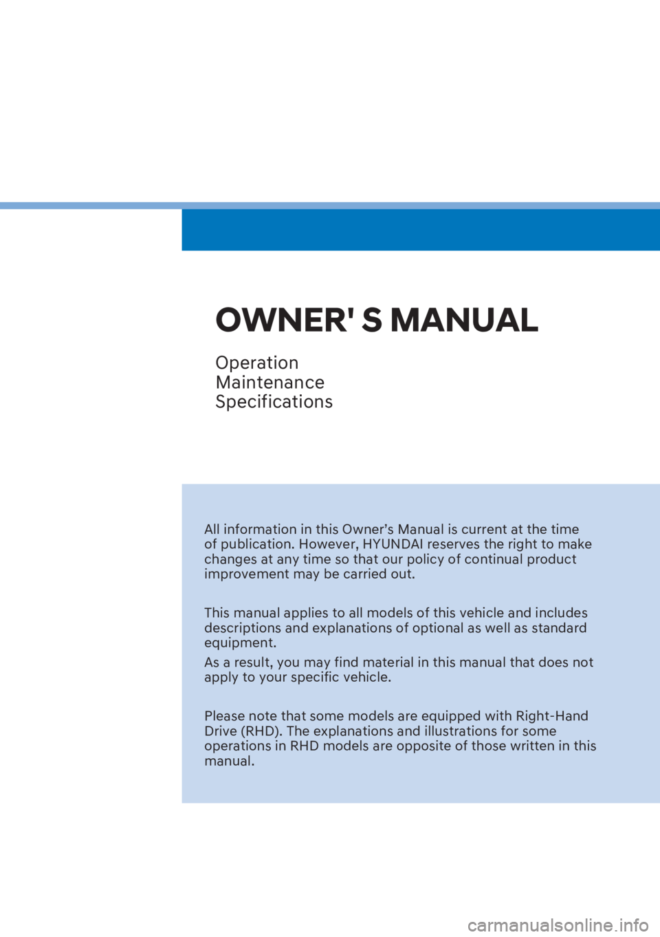 HYUNDAI I20 2023  Owners Manual 