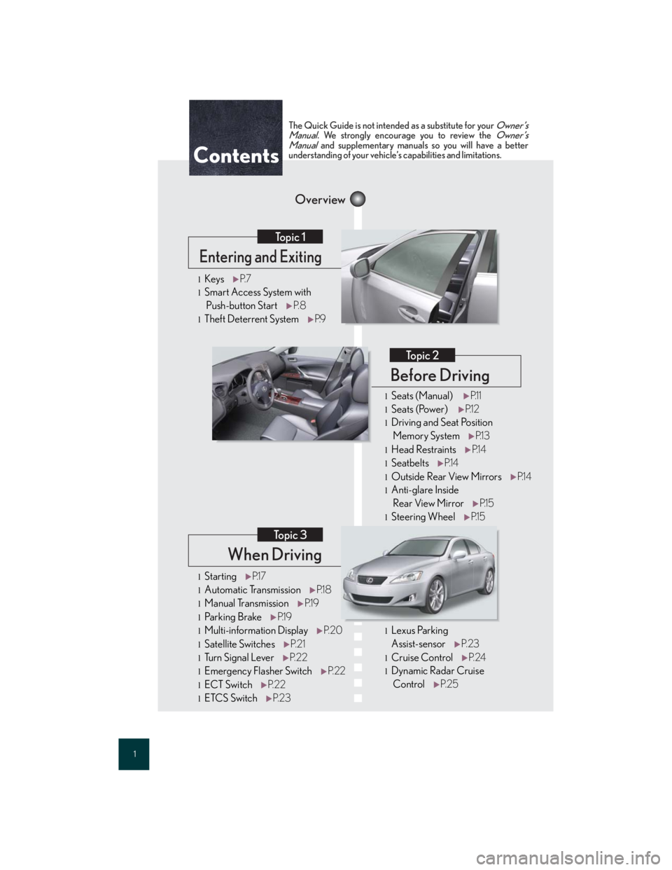 Lexus IS250 2007  Air Conditioning / LEXUS 2007 IS350/250 QUICK REFERENCE MANUAL 