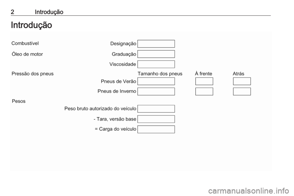 OPEL CROSSLAND X 2020  Manual de Instruções (in Portugues) 2IntroduçãoIntrodução 