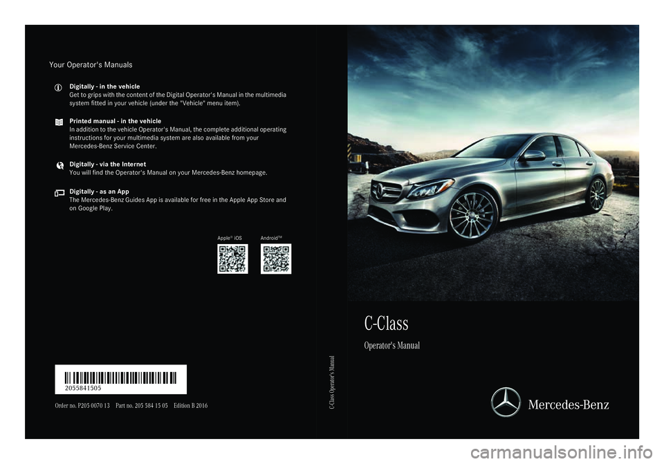 MERCEDES-BENZ C CLASS 2016  Owners Manual 