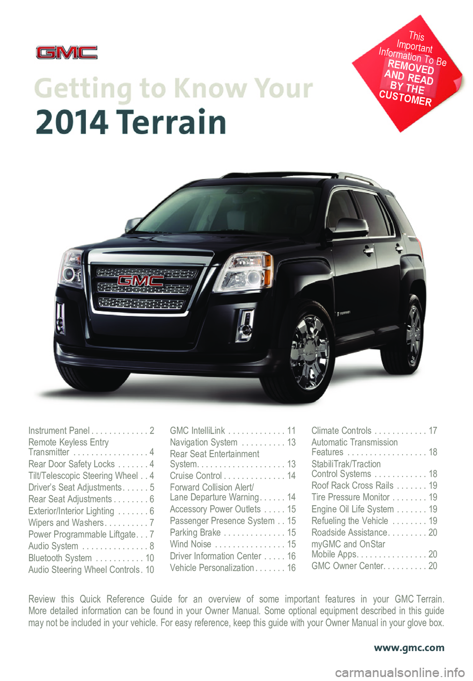 GMC TERRAIN 2014  Get To Know Guide 