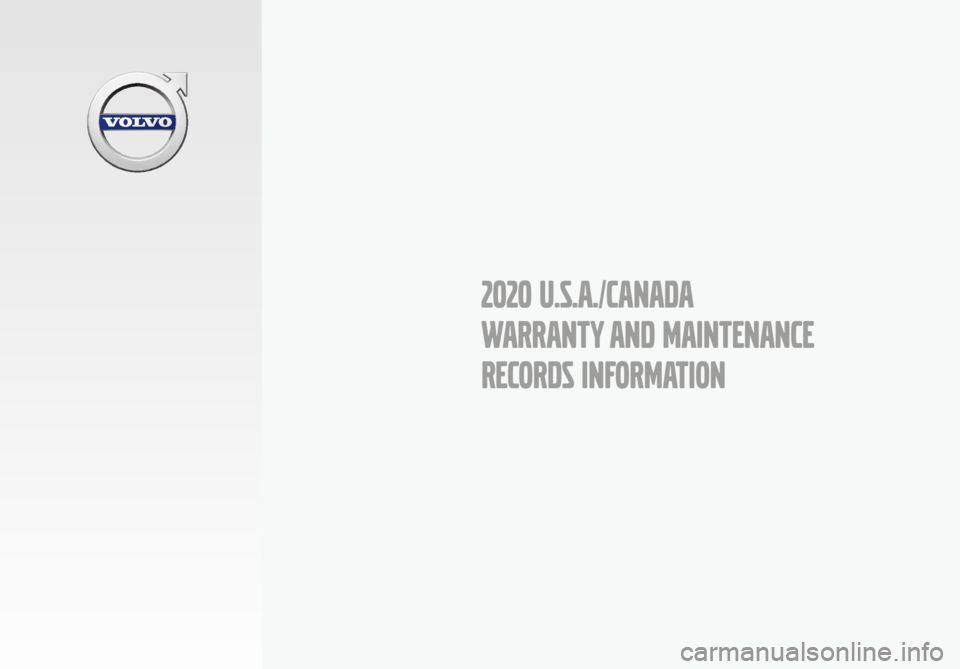 VOLVO S60 T8 2020  Warranty and Maintenance Records Information 