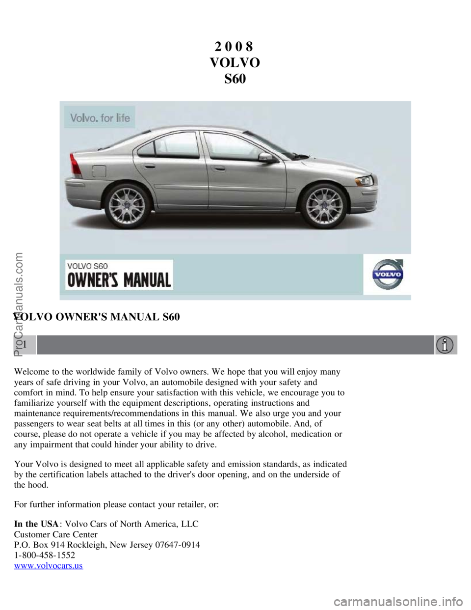 VOLVO S60 2008  Owners Manual 