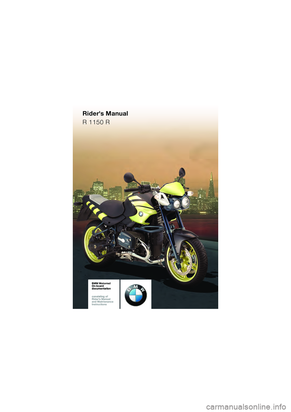 BMW MOTORRAD R 1150 R 2002  Riders Manual (in English) 