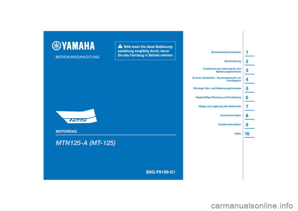 YAMAHA MT-125 2021  Betriebsanleitungen (in German) 