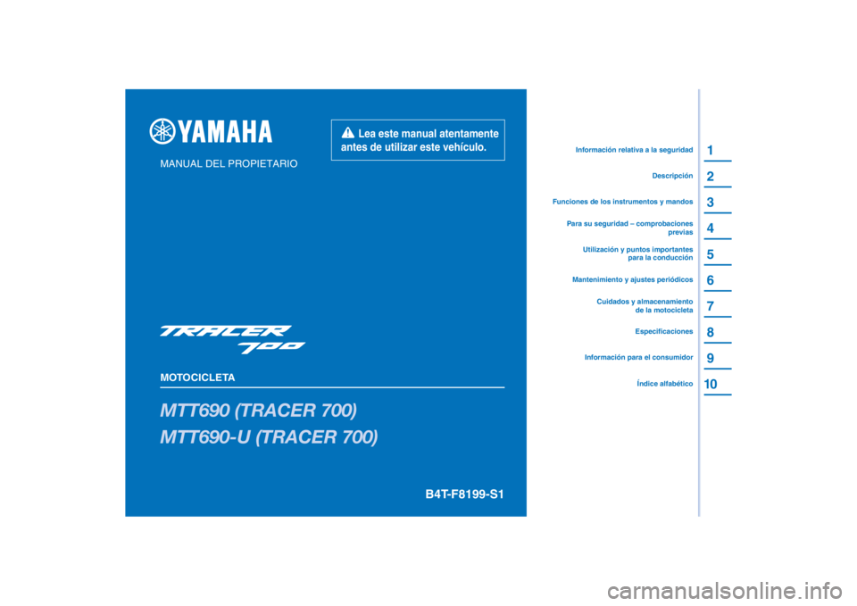 YAMAHA MT07 TRACER 2020  Manuale de Empleo (in Spanish) 