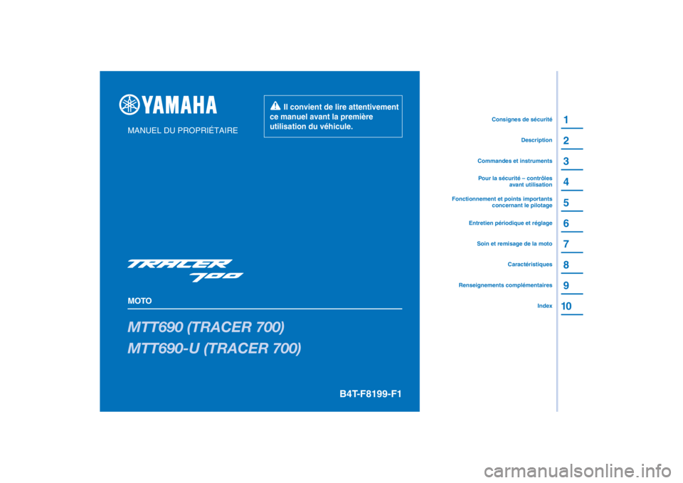 YAMAHA TRACER 700 2020  Notices Demploi (in French) 