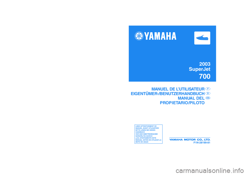 YAMAHA SUPERJET 2003  Manuale de Empleo (in Spanish) 