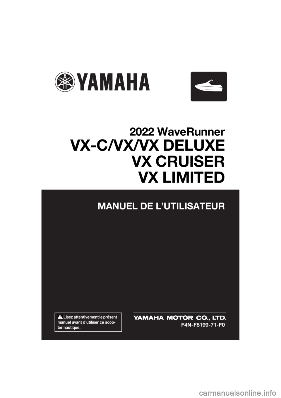 YAMAHA VX 2022  Notices Demploi (in French) 