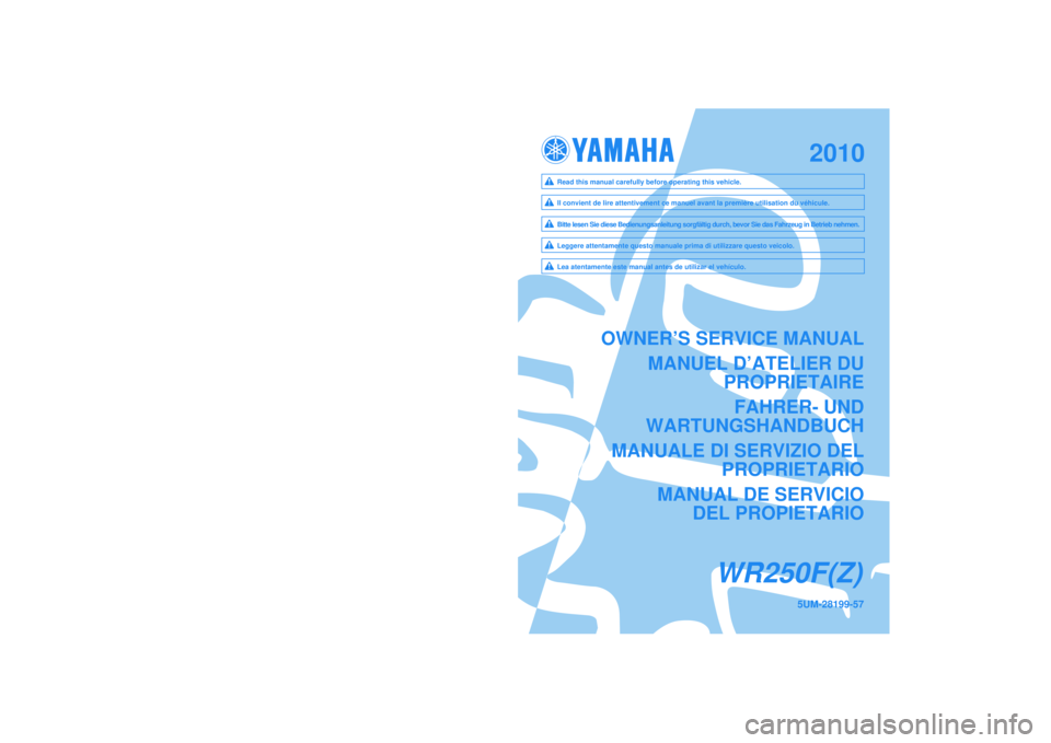 YAMAHA WR 250F 2010  Owners Manual 