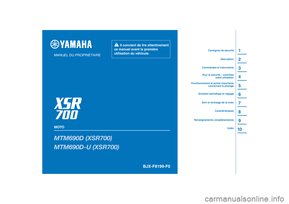 YAMAHA XSR 700 XTRIBUTE 2021  Notices Demploi (in French) 