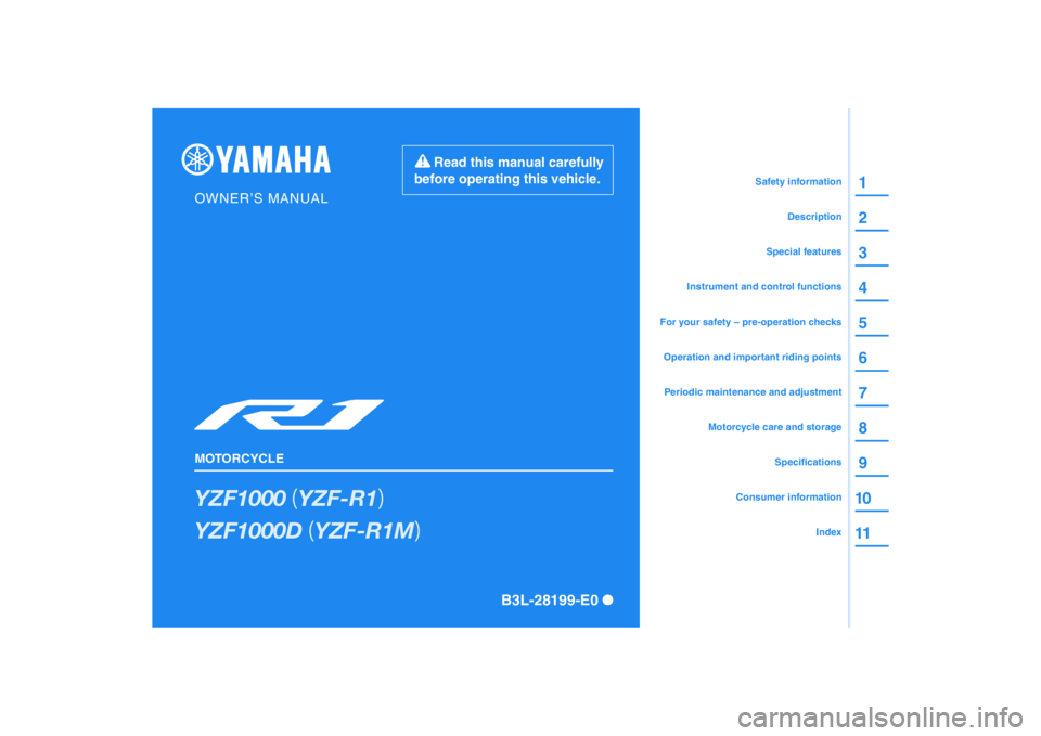 YAMAHA YZF-R1 2020  Owners Manual 