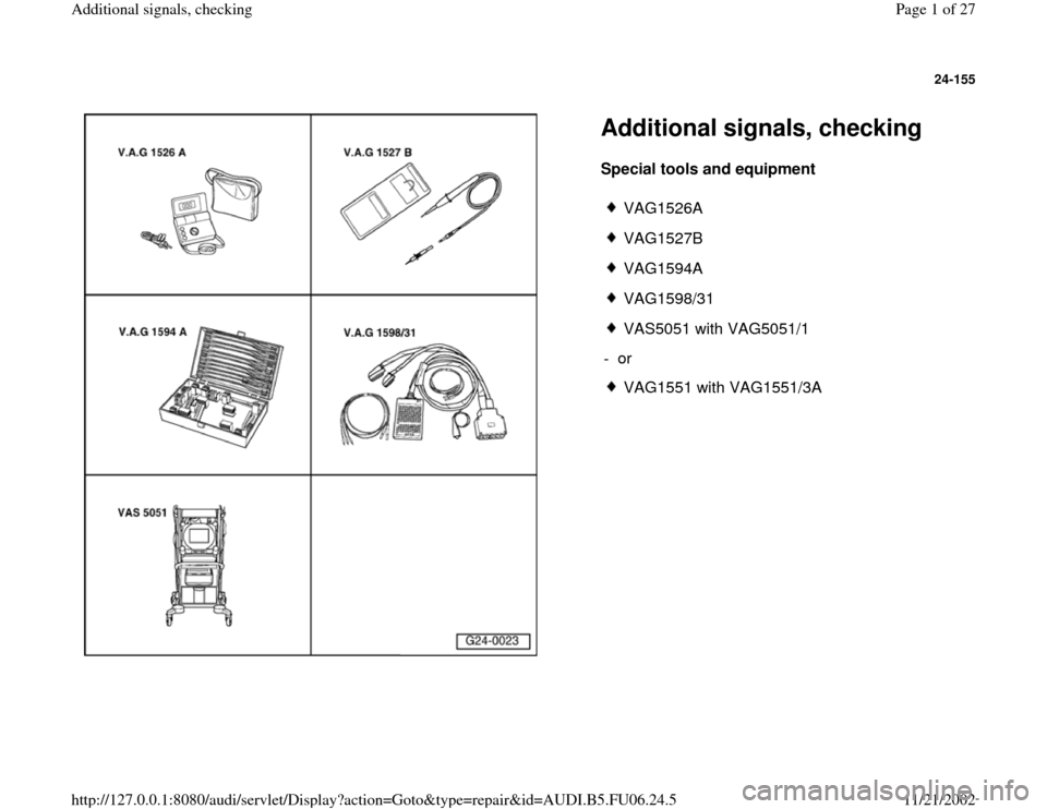 AUDI TT 1999 8N / 1.G ATW Engine Additional Signals Workshop Manual 
