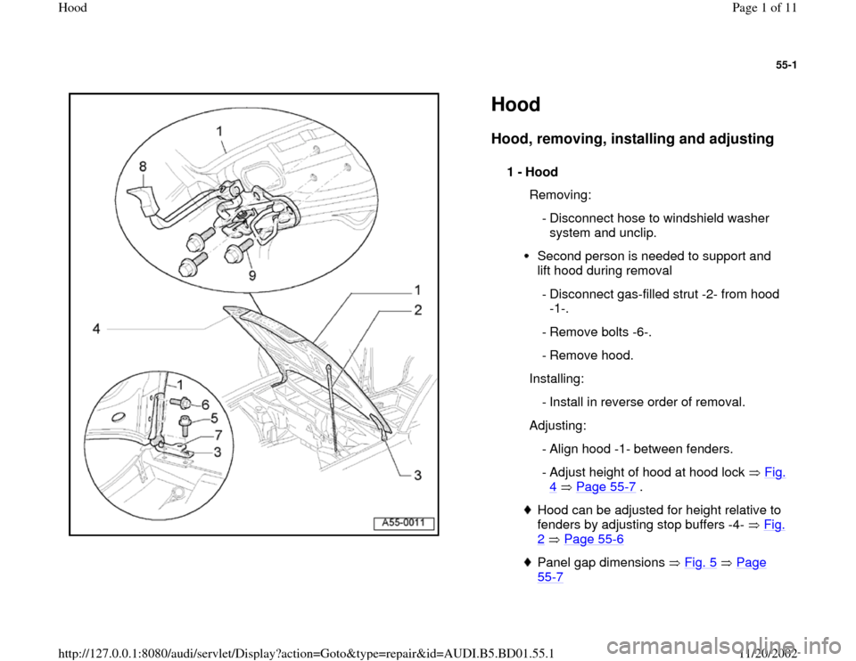 AUDI A4 1999 B5 / 1.G Hood Workshop Manual 