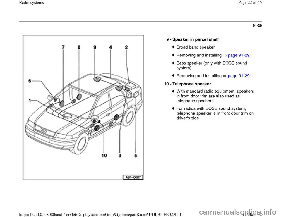AUDI A4 1998 B5 / 1.G Radio System Owner's Manual (45 Pages)