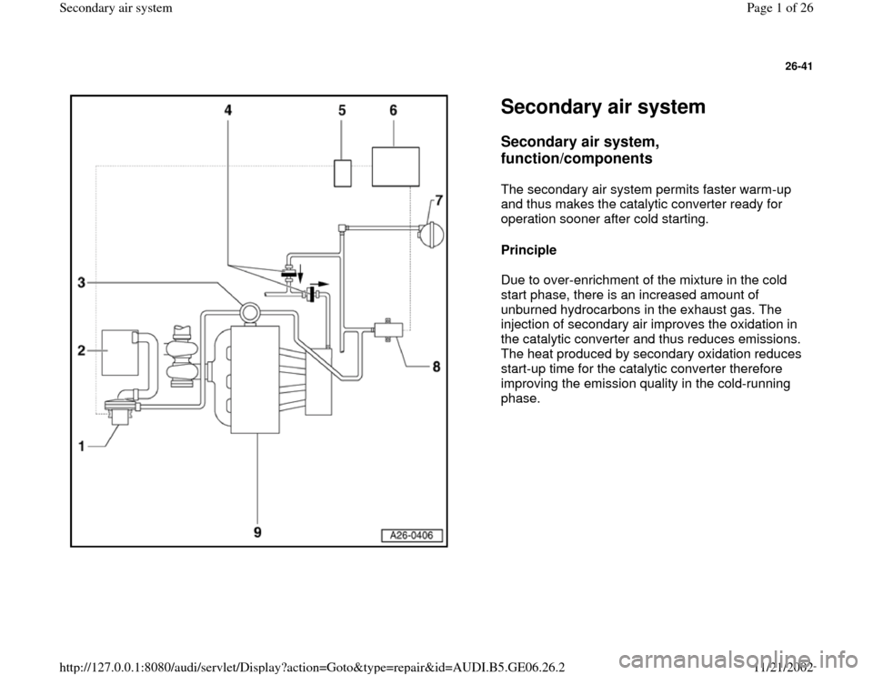 AUDI A4 1999 B5 / 1.G AWM Engine Secondary Air System Workshop Manual 